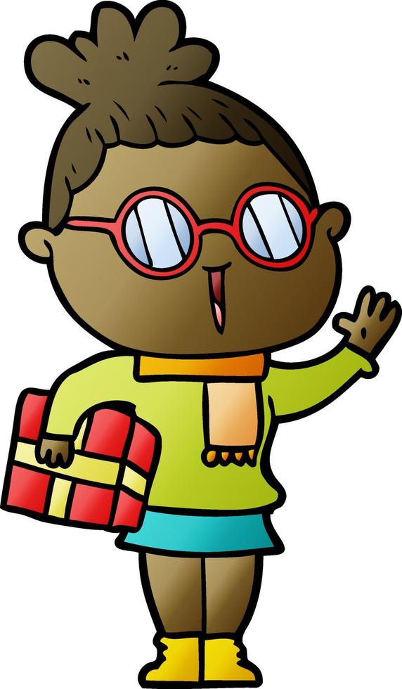 cartoon woman wearing spectacles vector