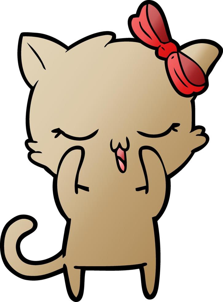 cartoon cat with bow on head vector