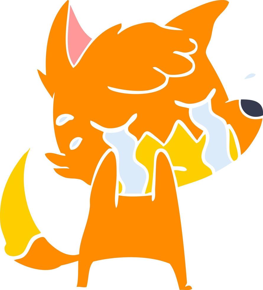 crying fox flat color style cartoon vector