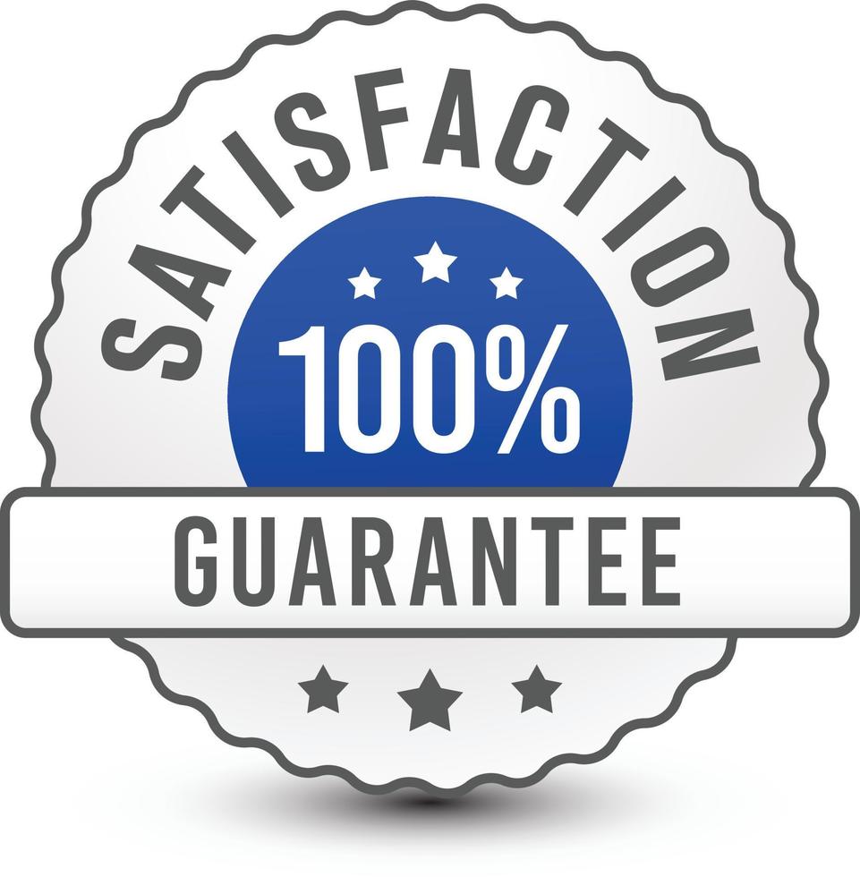 100 percent satisfaction guarantee silver colored icon, badge isolated on white background. vector