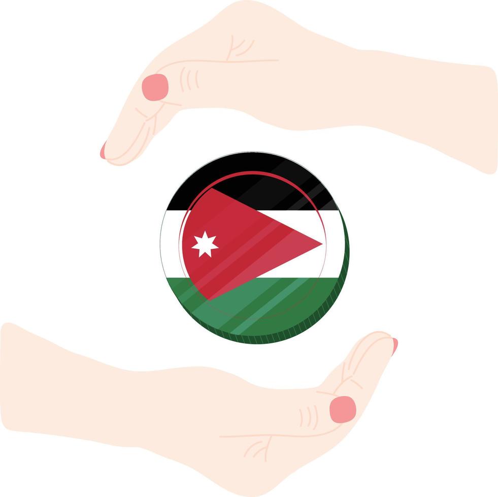 Jordanian Flag vector hand drawn,Jordanian dinar vector hand drawn