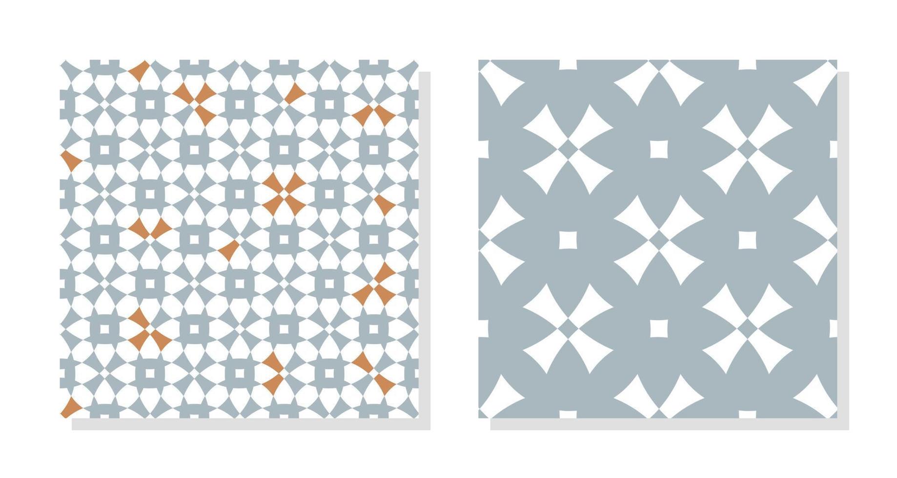 Set of two seamless abstract geometric decorative patterns vector