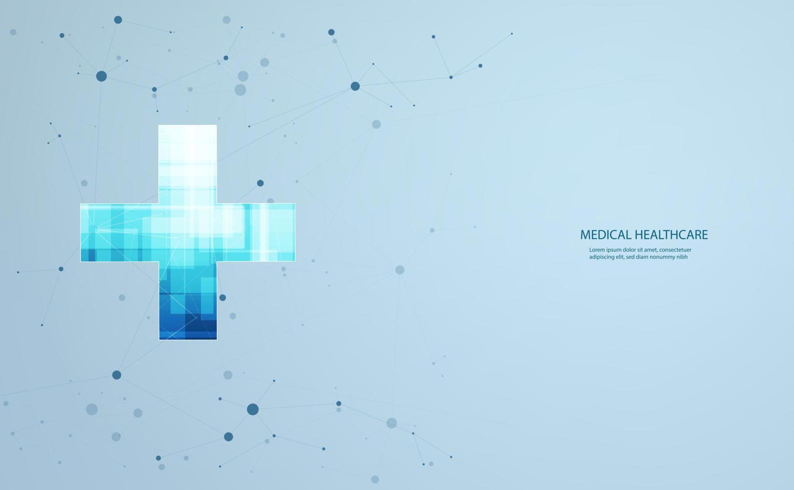 Abstract health science consist health plus digital technology concept  modern medical on hi tech future blue background. vector