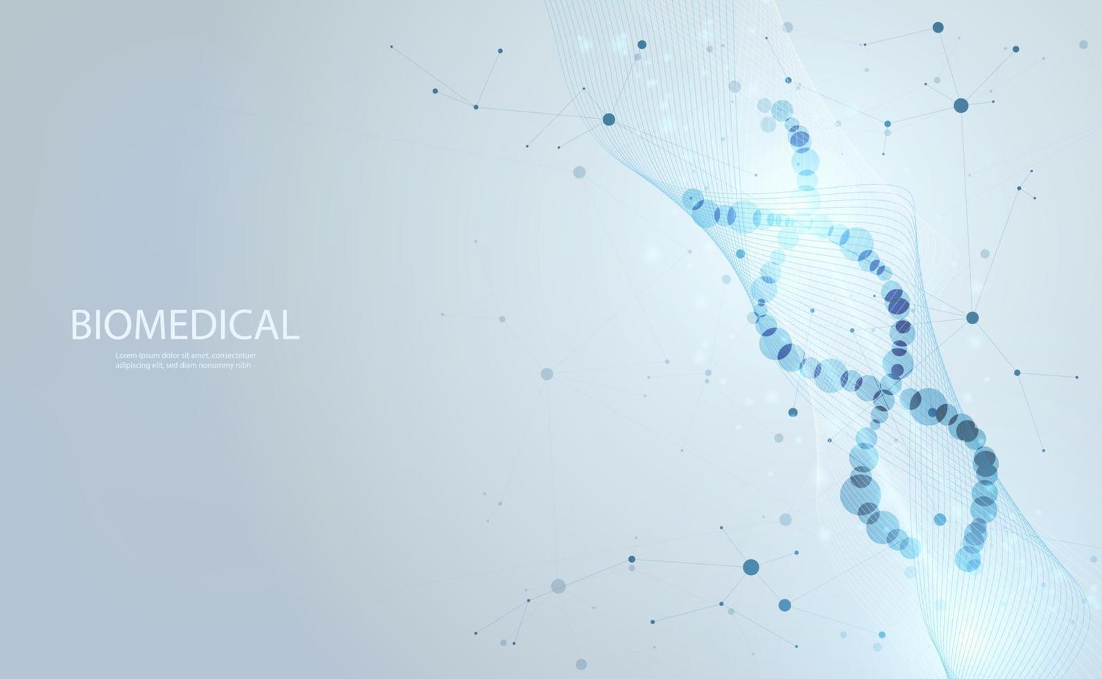 Abstract health science consist DNA digital technology concept  modern medical on hi tech future blue background. vector