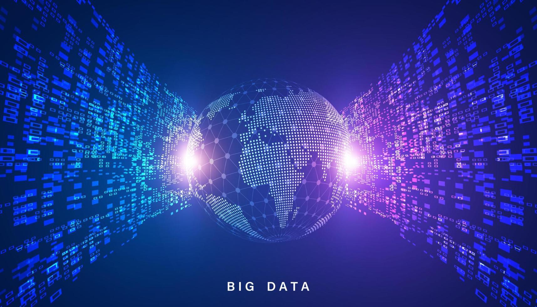 abstract global dot network big data connection and communication futuristic on blue background. vector