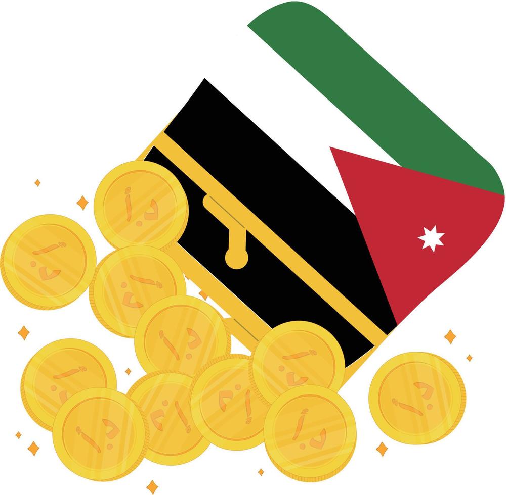 Jordanian Flag vector hand drawn,Jordanian dinar vector hand drawn