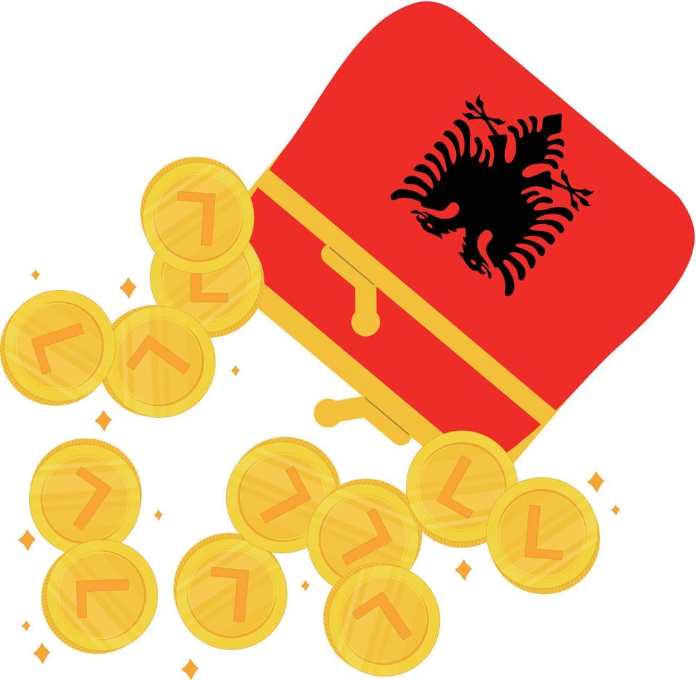 Albania Flag vector hand drawn,Albanian Lek vector hand drawn