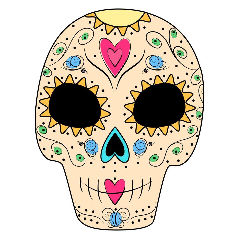 Day of the Dead. Dia de los muertos. Mexico. Sugar Skull on a transparent background. Sticker