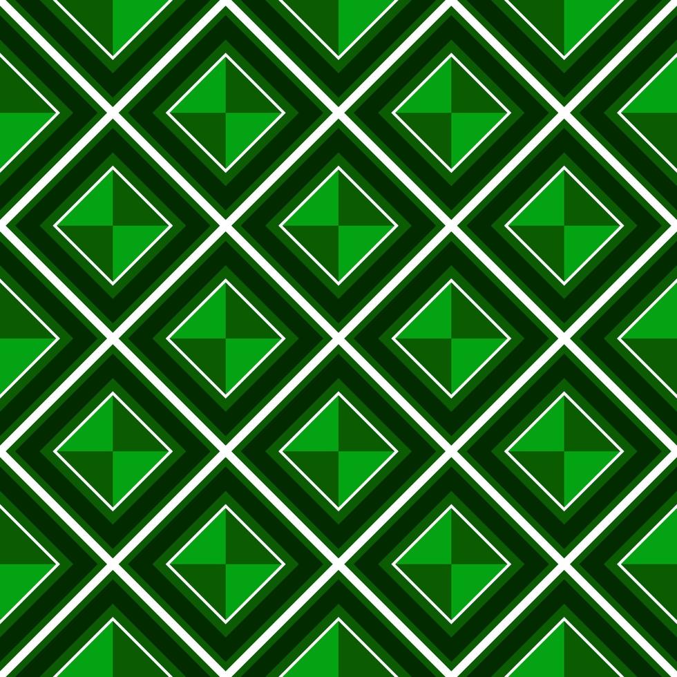 Green jewel seamless pattern. Vector fabric print template. Luxury rhombus ornament. Geometric checkered carpet background.