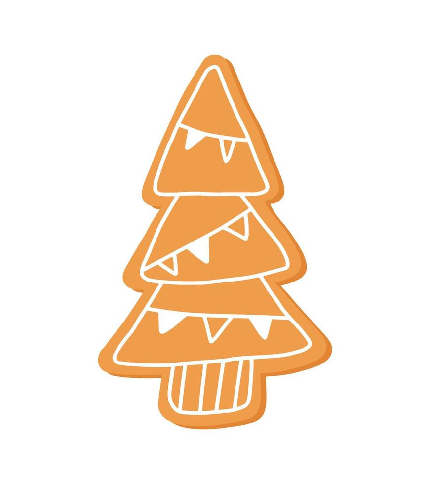 Gingerbread cookie christmas tree icon isolated on white background. Sweet traditional food. vector