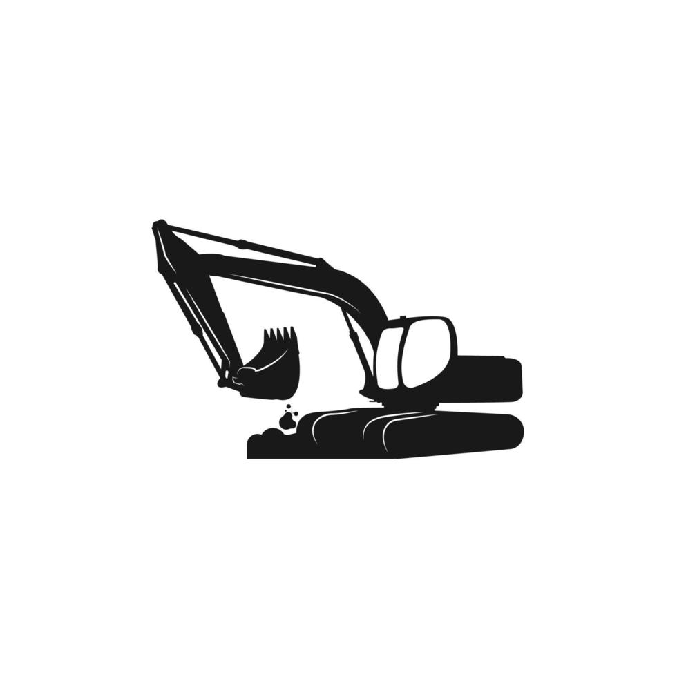 vector black Excavator icon on white background