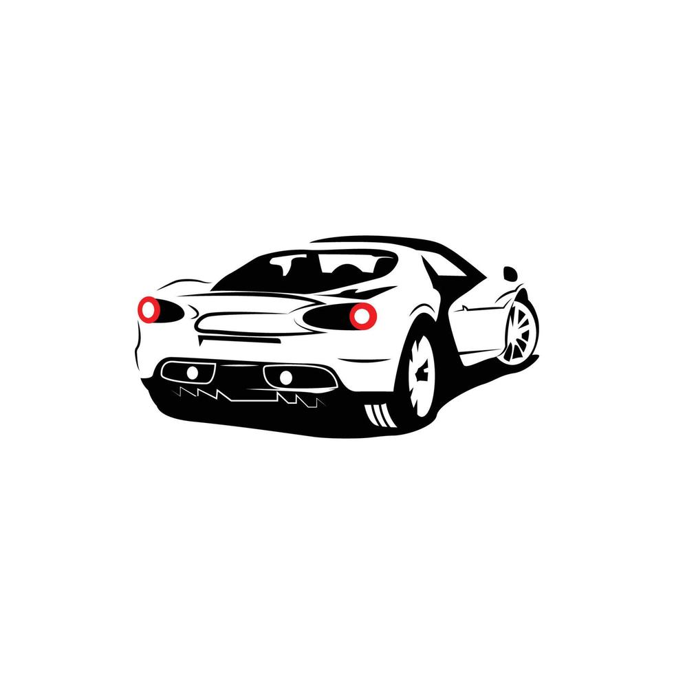 back view of stylized sports car vector symbol