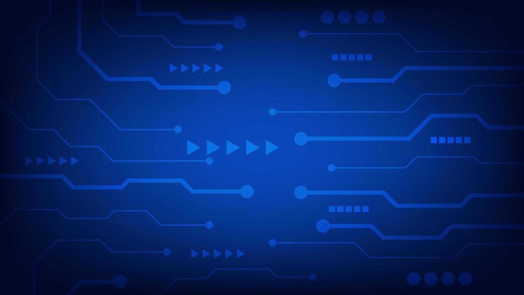 Hi tech digital circuit board. AI pad and electrical lines connected on blue lighting background vector