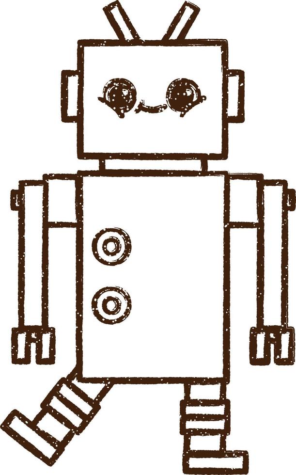 Robot Charcoal Drawing vector