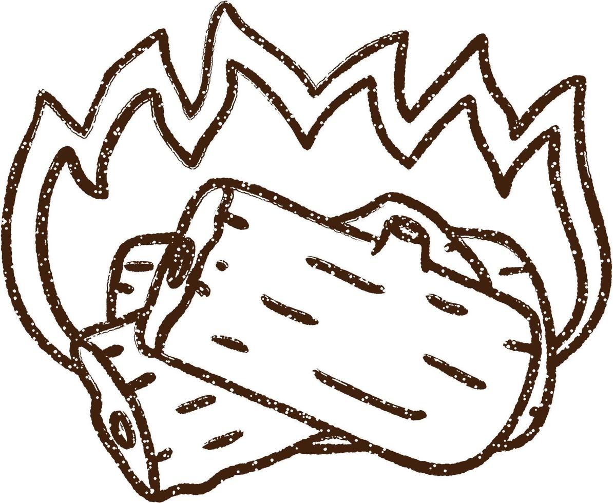 Burning Logs Charcoal Drawing vector