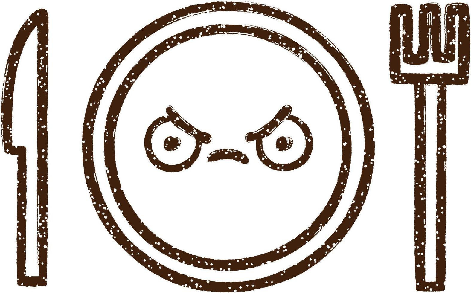 Angry Plate Charcoal Drawing vector