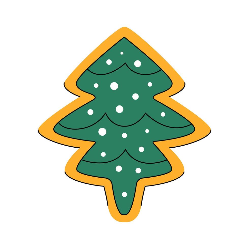 Christmas gingerbread cookie in shape of decorated fir-tree vector