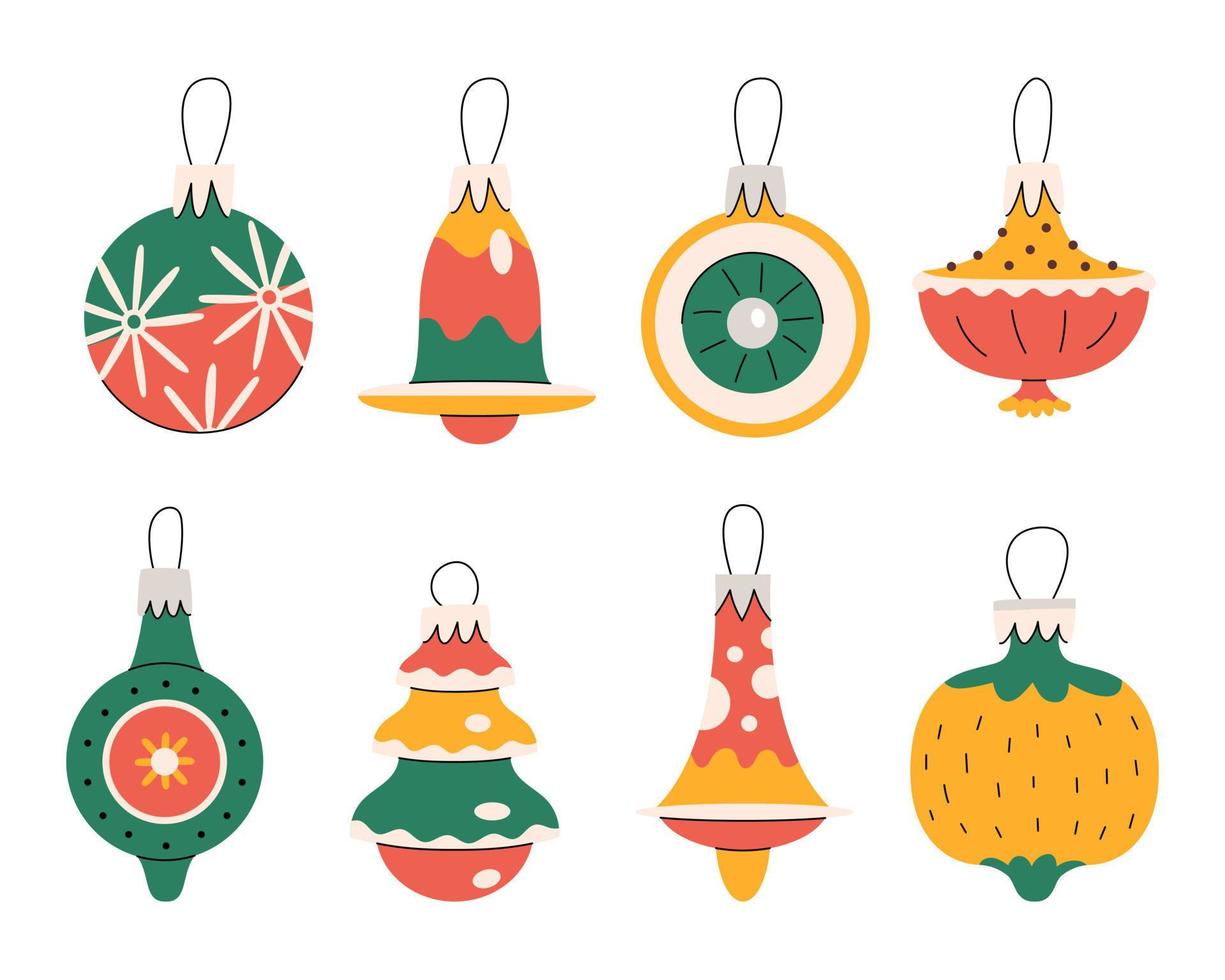Set of various cute christmas ornaments vector