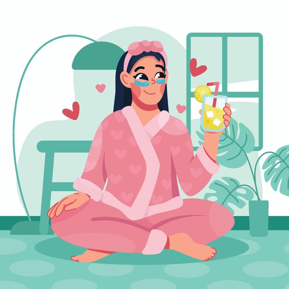 Woman in Self Care Activities vector