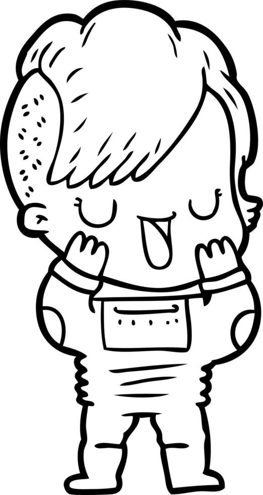 cute cartoon girl with hipster haircut vector