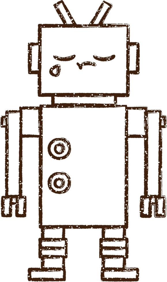 Crazy Robot Charcoal Drawing vector