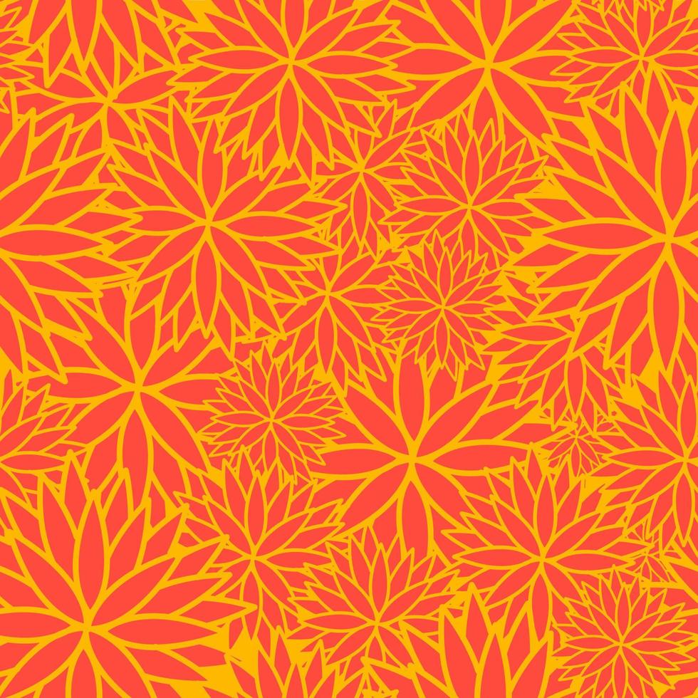 Seamless pattern of chrysanthemums in Asian style. Vector illustration