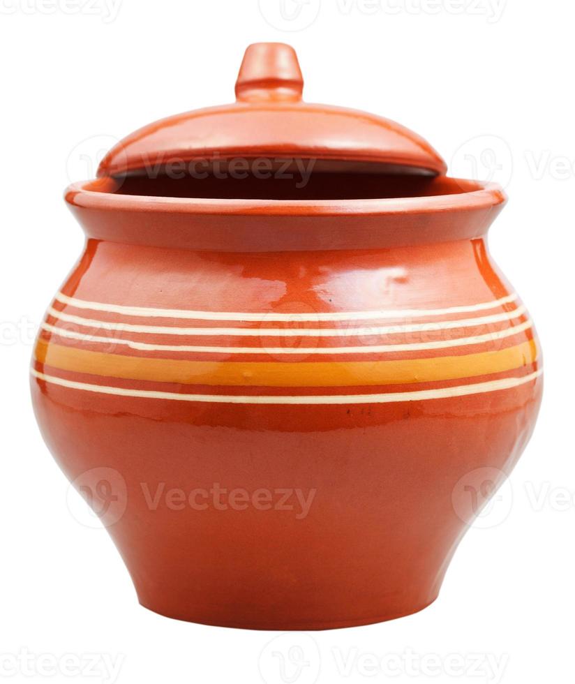 earthenware pot with slightly open lid photo