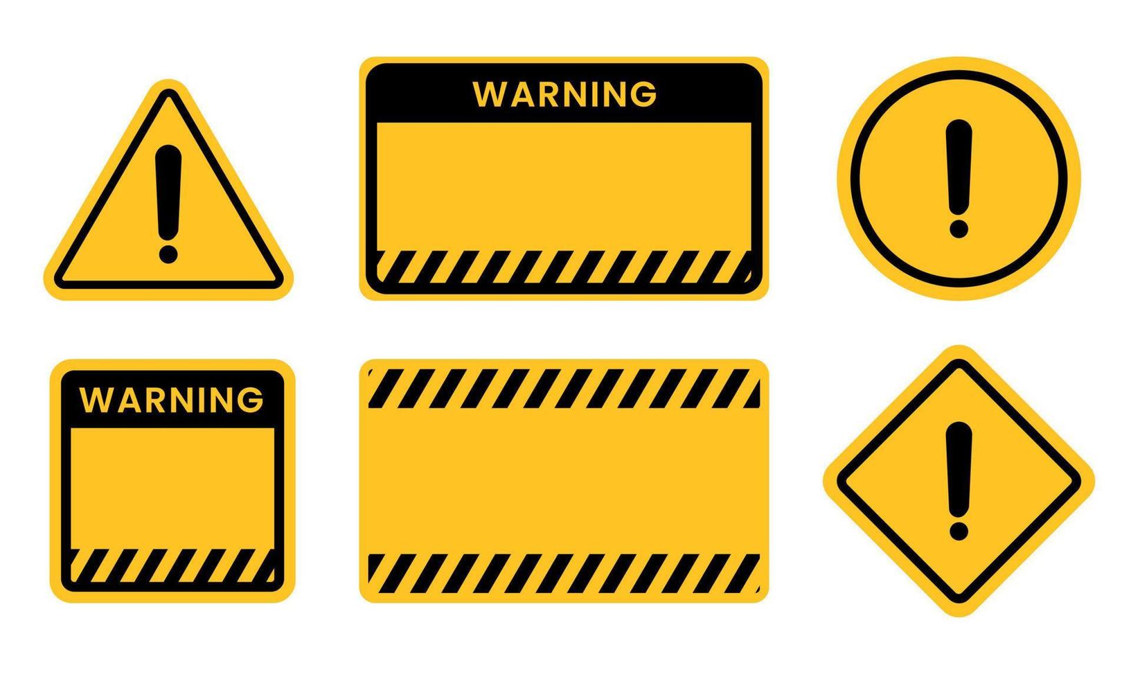 Yellow warning sign square triangle circle. Blank warning sign on white background. Vector illustration