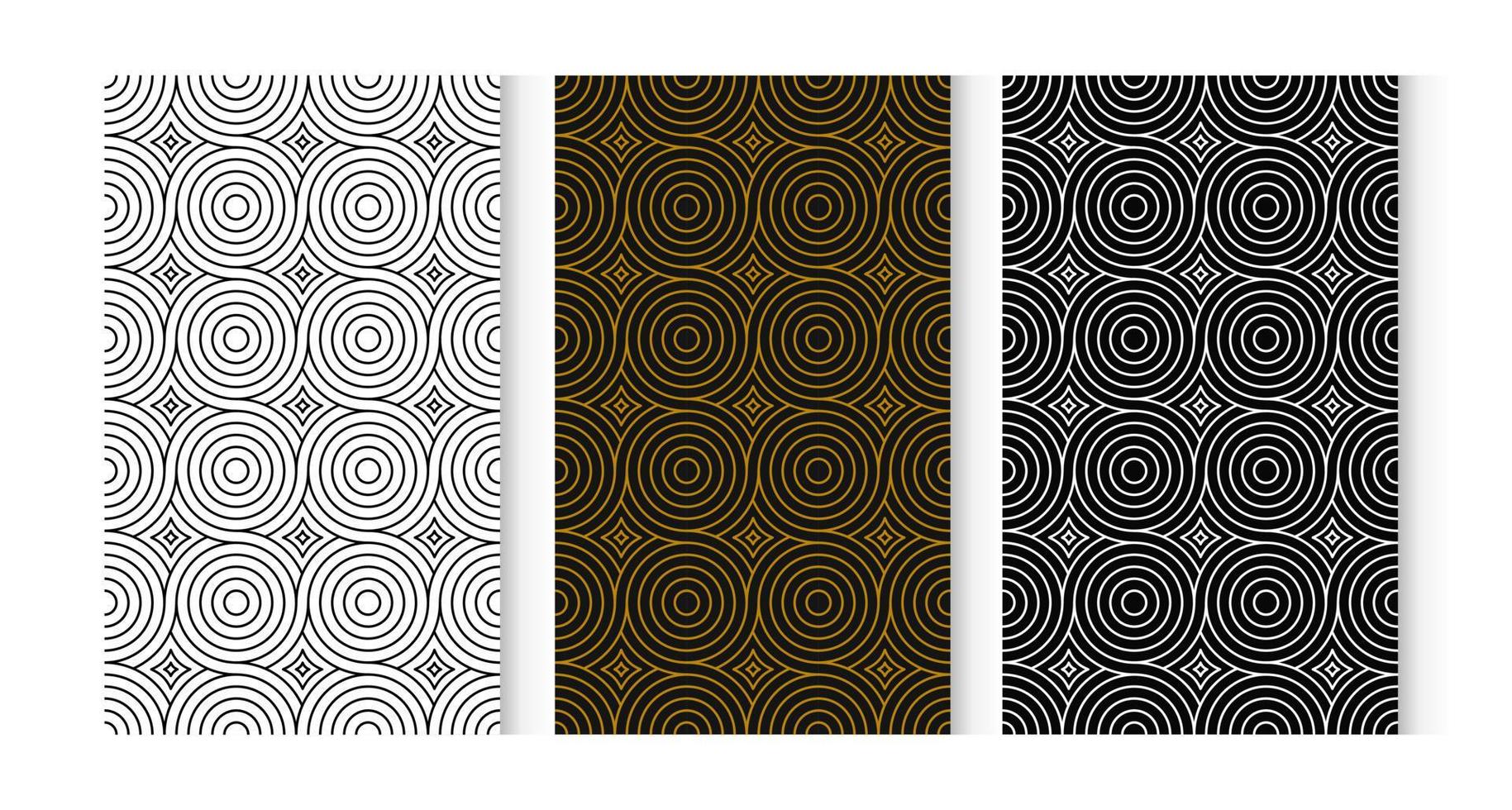 Seamless pattern circle 3 styles. White, Brown, Black. vector