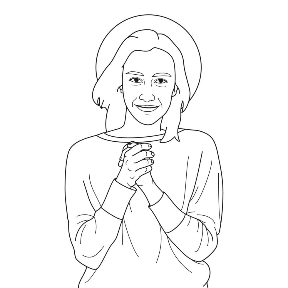 Blessed Chiara Luce Badano Vector Illustration Outline Monochrome