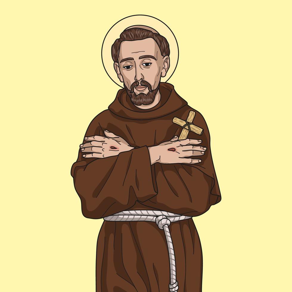 Saint Francis of Assisi Colored Vector Illustration