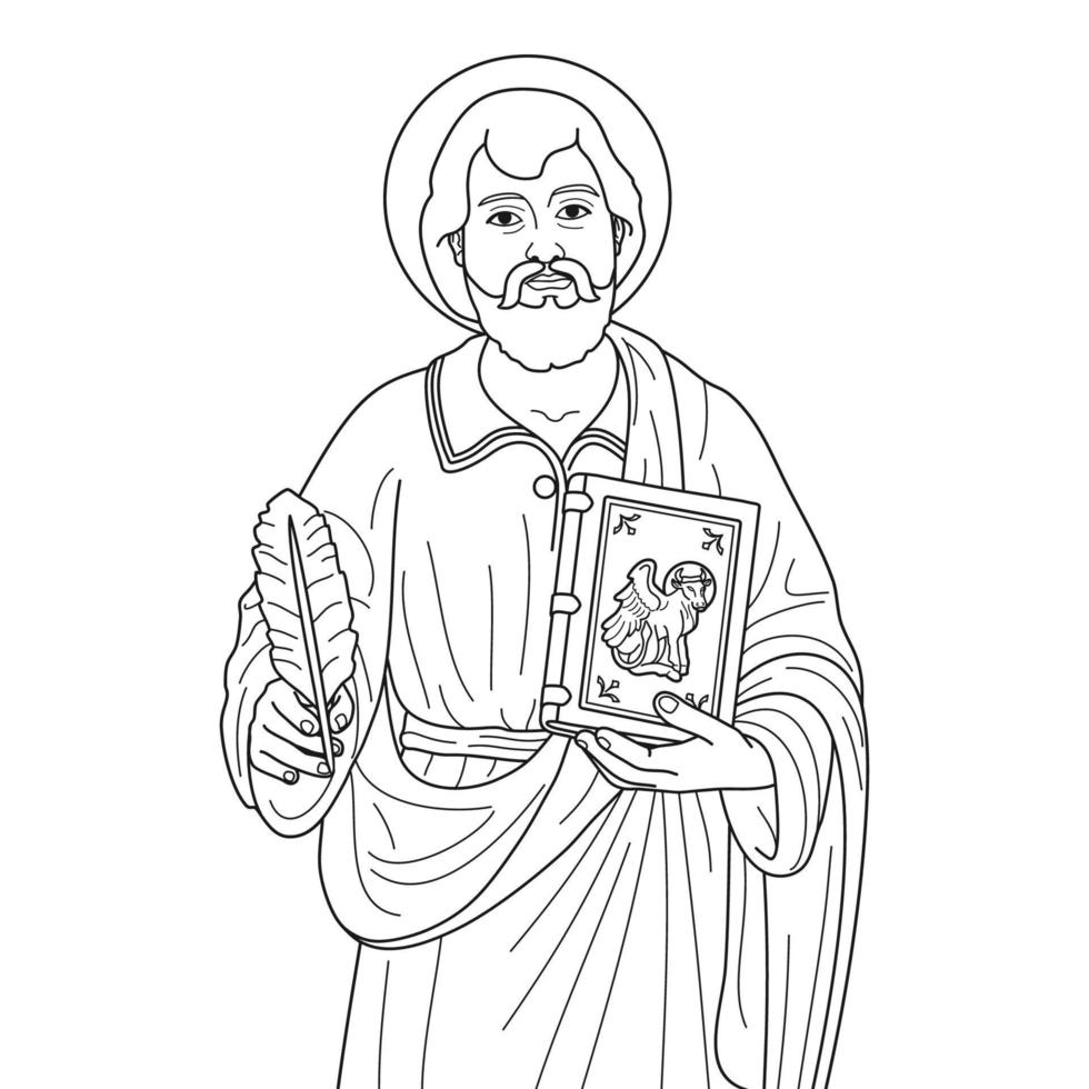 Saint Luke the Evangelist Vector Illustration Outline Monochrome