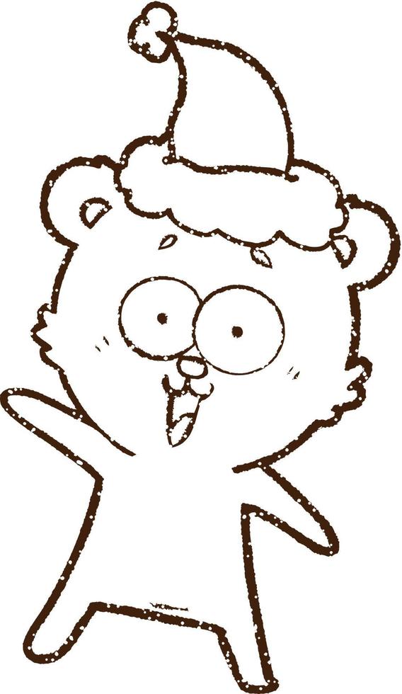 Christmas Teddy Charcoal Drawing vector