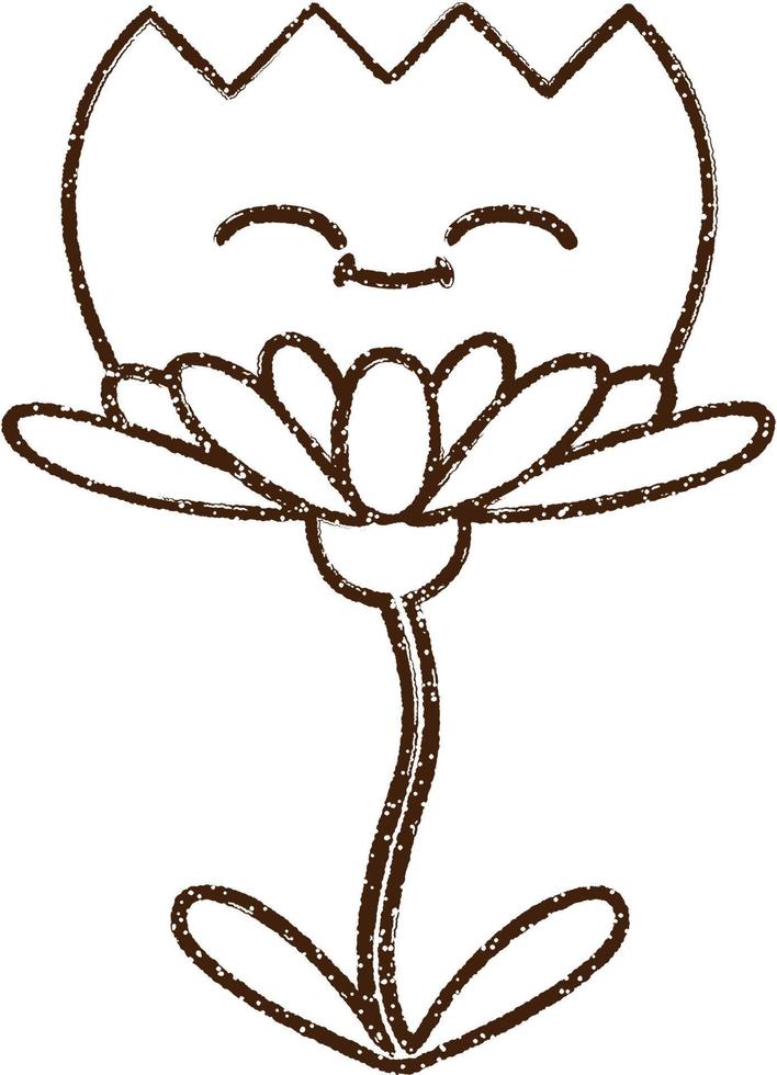 Happy Flower Charcoal Drawing vector