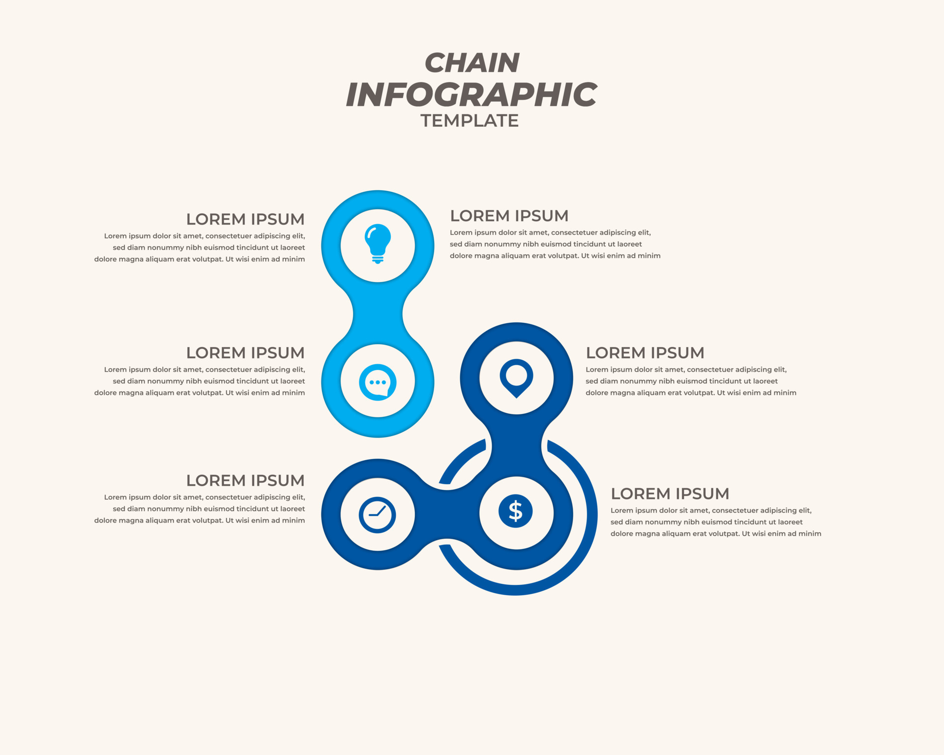 chain infographic design with 5 steps for data visualization, diagram ...