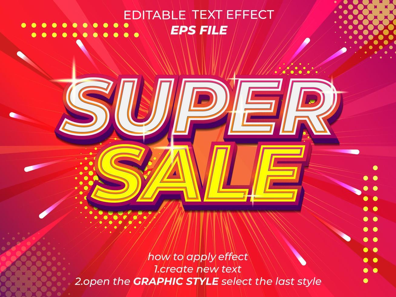 super sale text effect, font editable, typography, 3d text. vector template