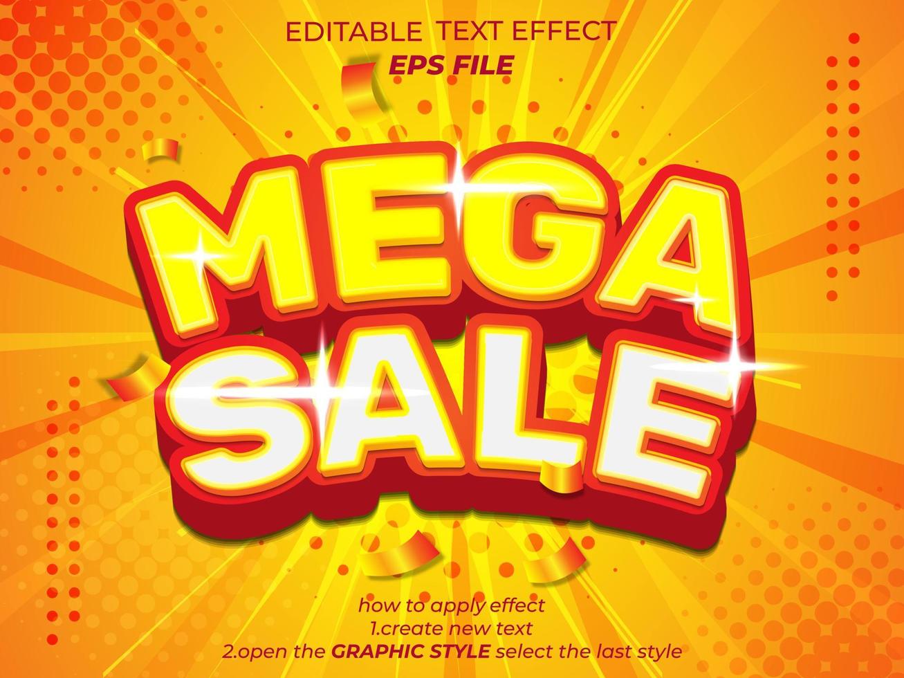 mega sale text effect, font editable, typography, 3d text. vector template