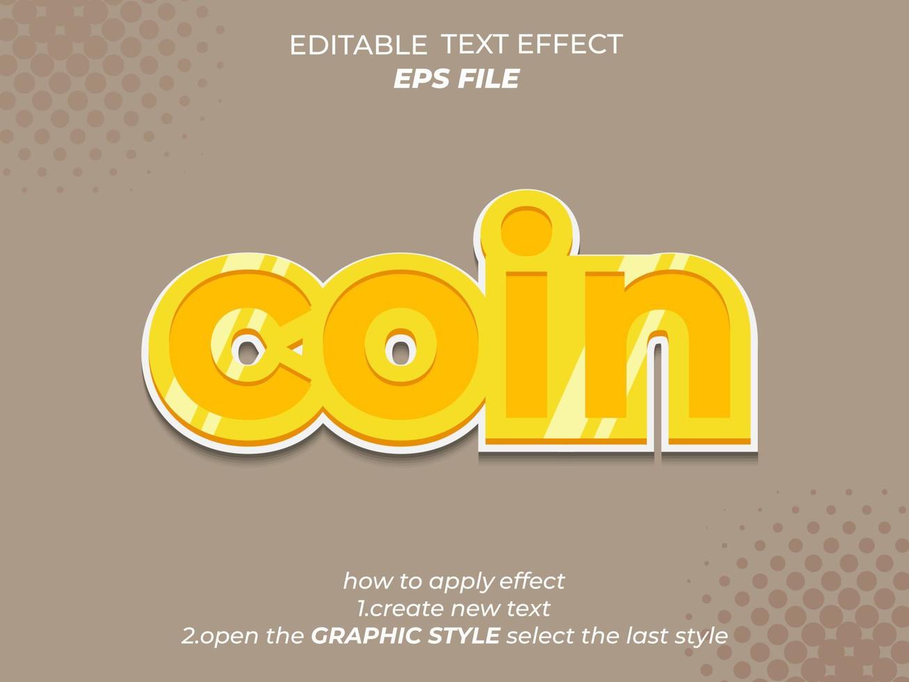 coin text effect, font editable, typography, 3d text. vector template