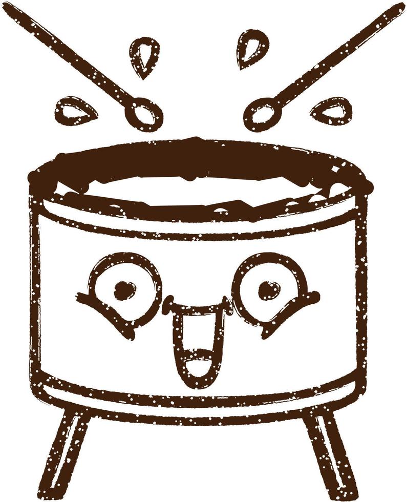 Beating Drum Charcoal Drawing vector