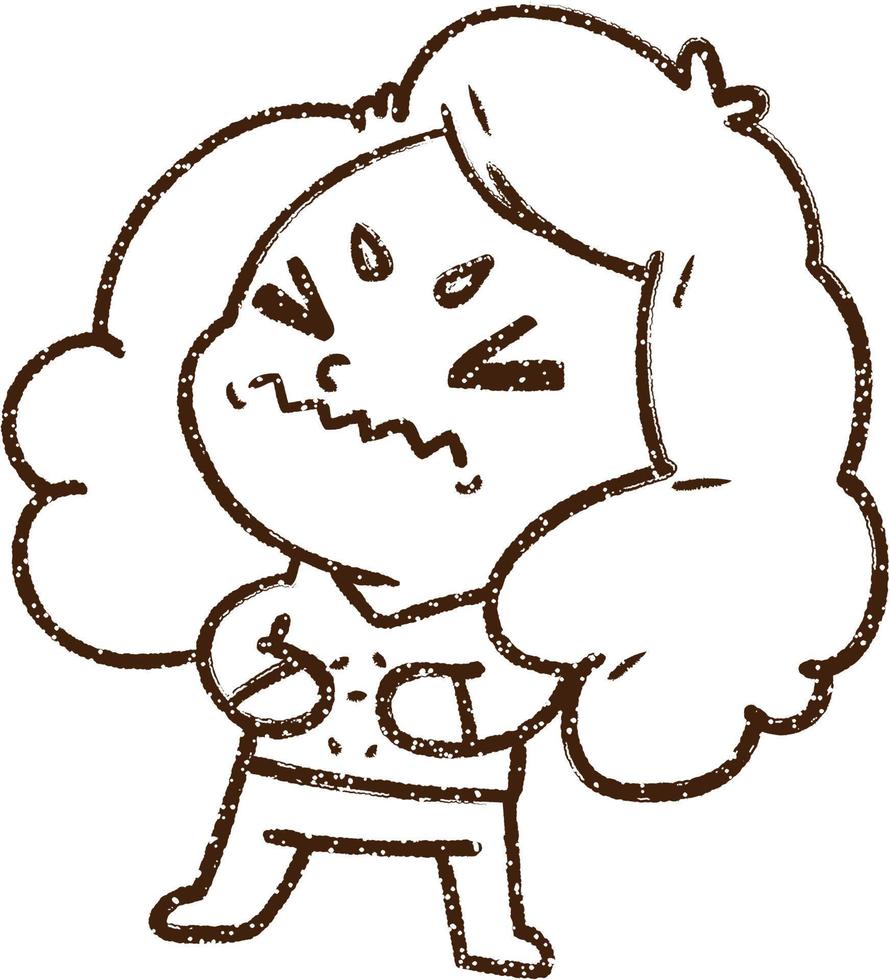 Angry Woman Charcoal Drawing vector