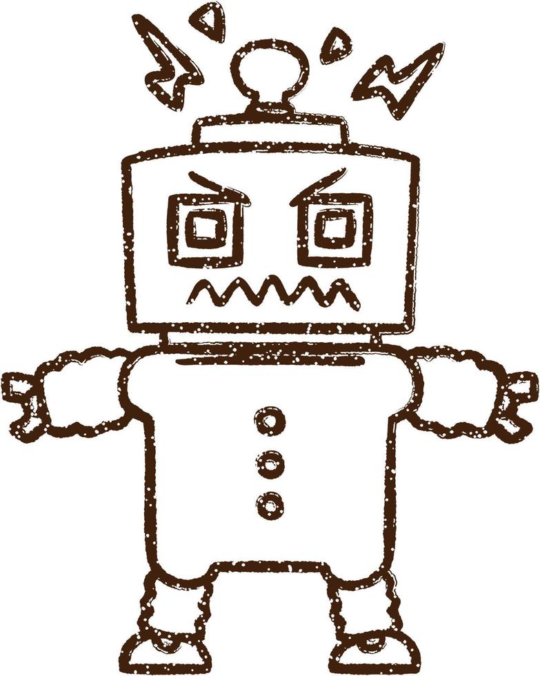 Angry Robot Charcoal Drawing vector