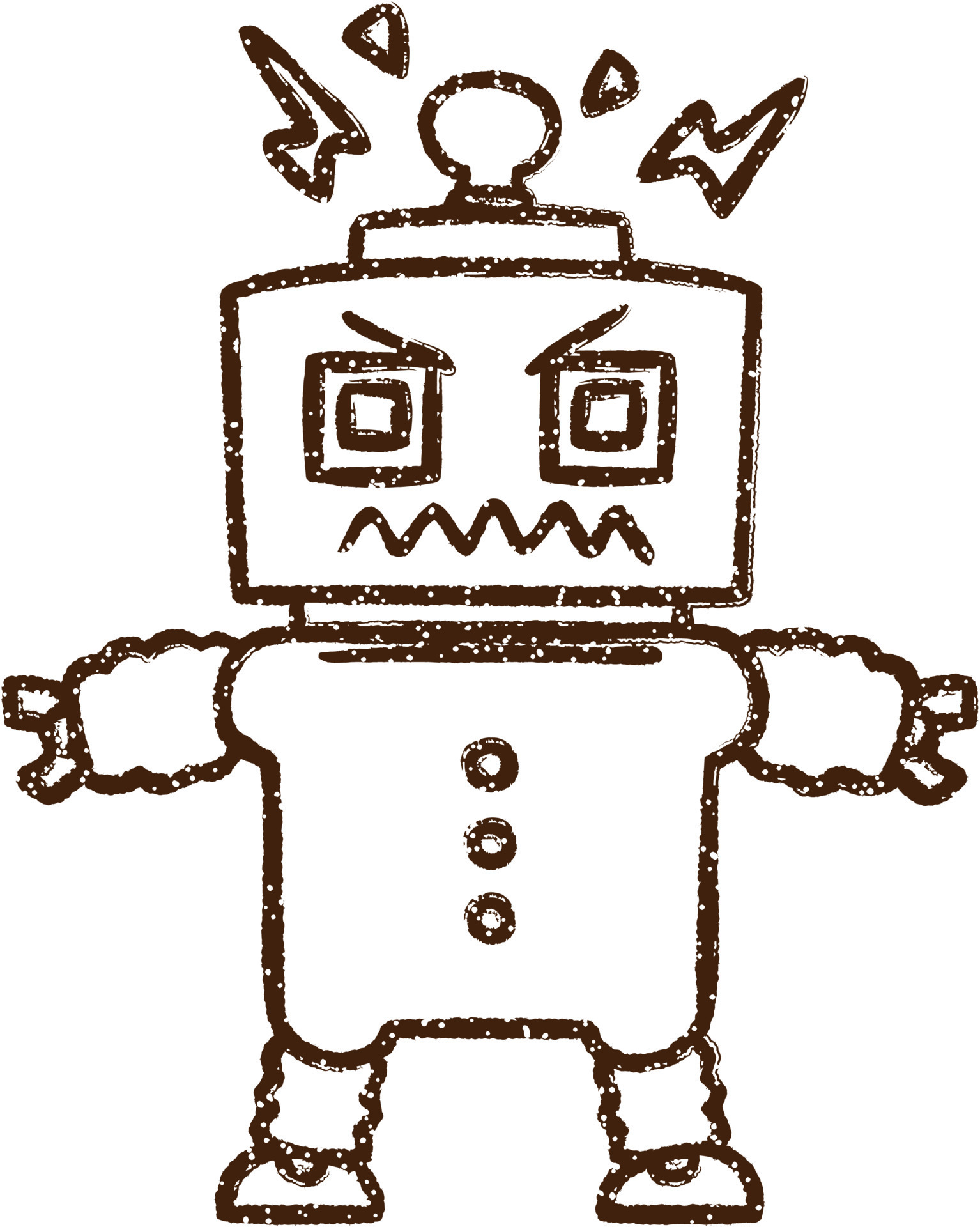 vest Som svar på Smag Angry Robot Charcoal Drawing 12256277 Vector Art at Vecteezy