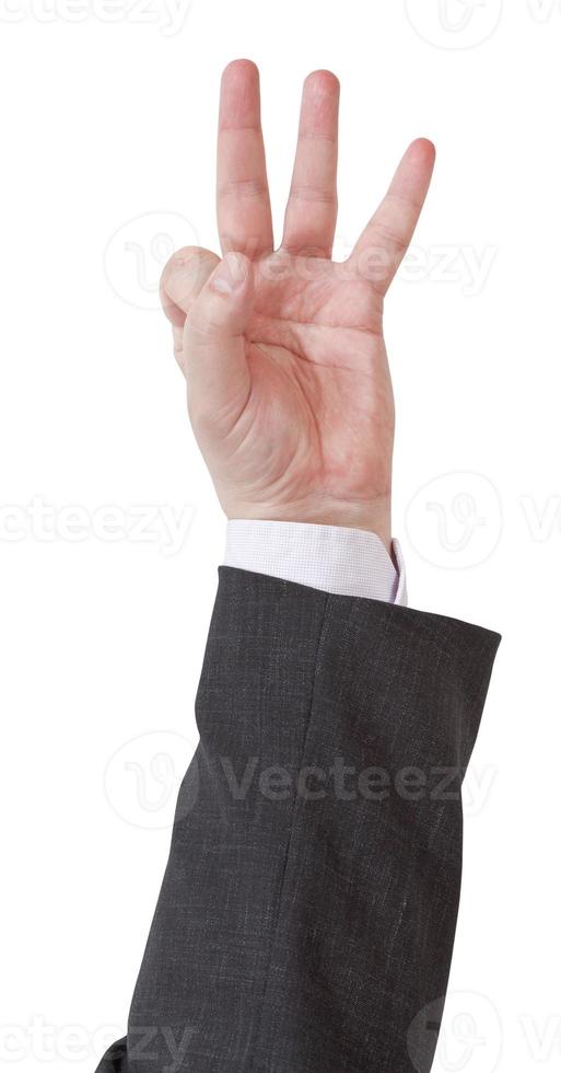 counting by three fingers - hand gesture photo