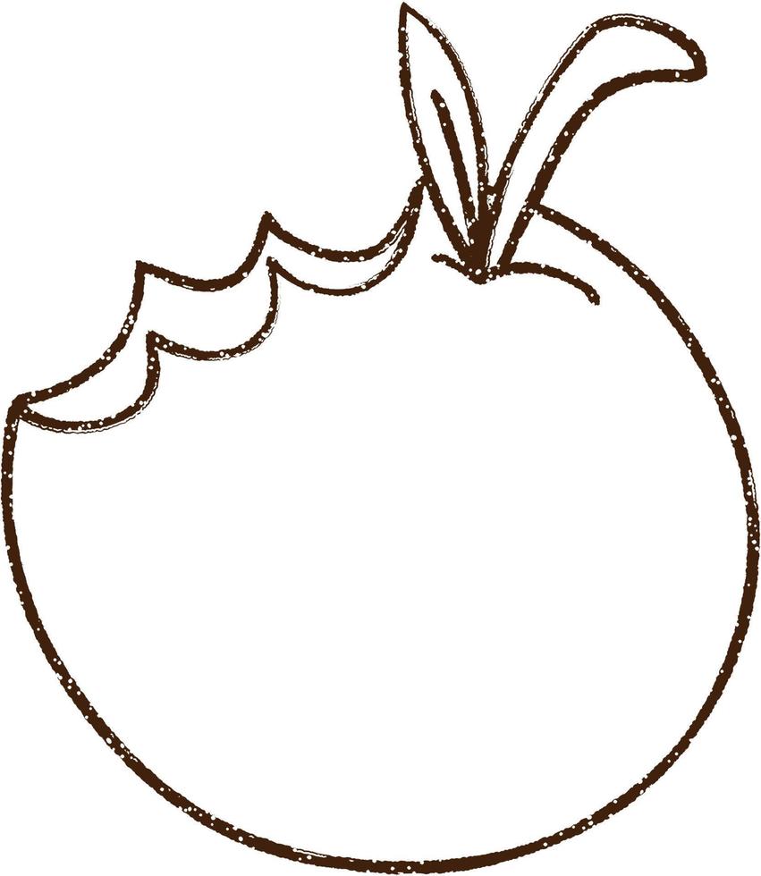 Bitten Apple Charcoal Drawing vector