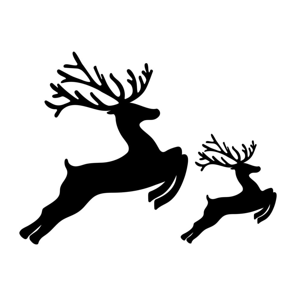 Adult Reindeer and baby deer jumping on a white background vector