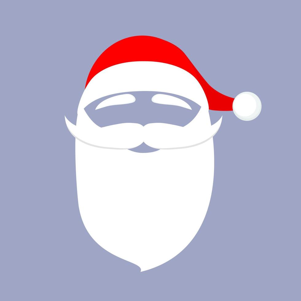 Hat, mustache and beard of Santa Claus vector