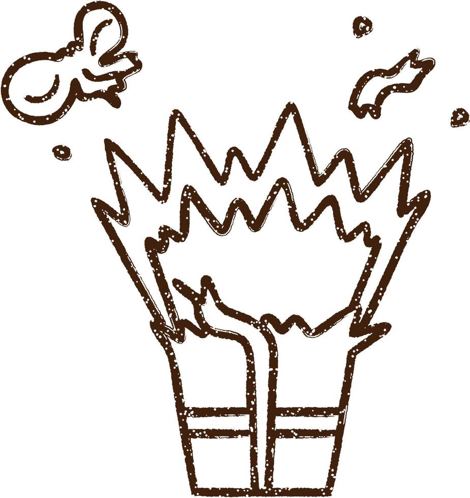 Exploding Present Charcoal Drawing vector