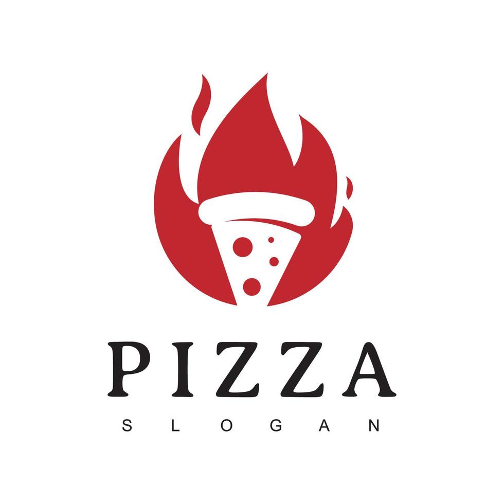 Hot Pizza Logo Design Template, Spicy Pizza Illustration vector