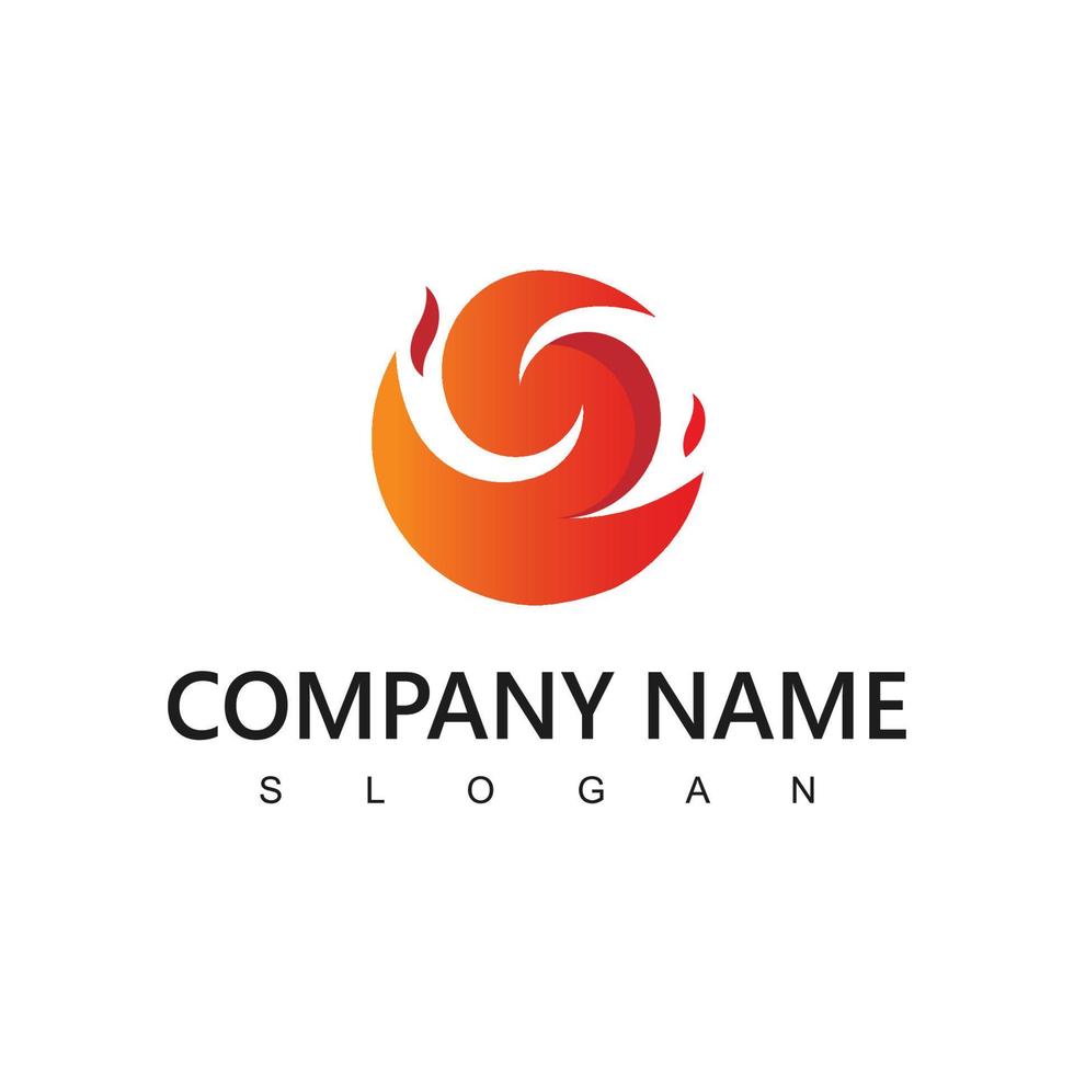 plantilla de diseño de logotipo de llama de fuego. círculo creativo quemar fuego logo concepto icono vector