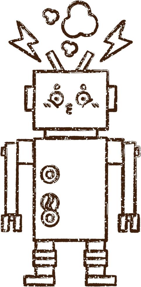 Robot Charcoal Drawing vector